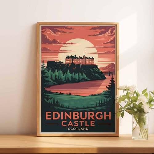 Edinburgh castle sunset - a4, a5