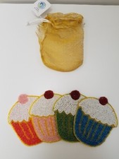 Beaded Cupcake Coasters Set of