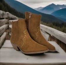 Brown Studded Western Ankle