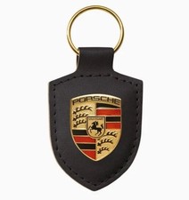 Black Porsche Crest Leather