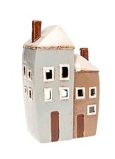 Village Pottery 2 Houses Tealight Holder Ornament Home Decor Gift