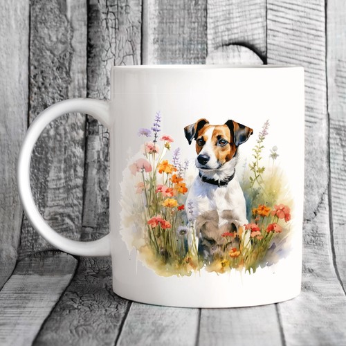 Pet dog mug watercolour jack - dog, mug,