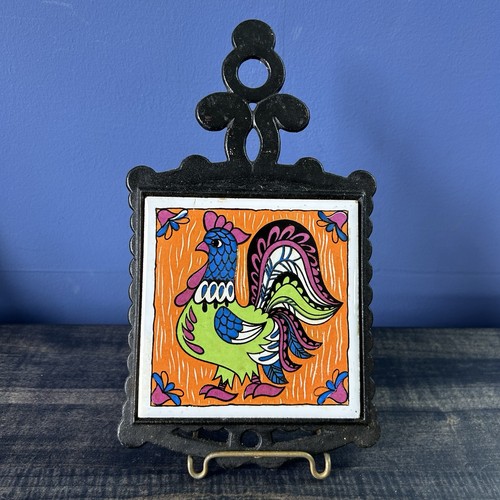 Vintage rooster tile - cast, iron