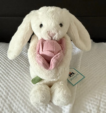 Exclusive Jellycat Bashful Peony Bunny 18cm, Rare with Dust Bag For Kids/Adults