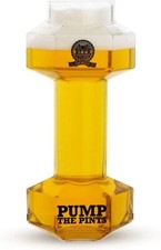 Large Novelty Workout Gym Themed Dumbbell Gift Boxed Beer Lager Pint Pub Glass
