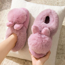 Ladies Winter Home Cotton Slippers Women's Cute Rabbit Ears Warm Winter Shoes UK