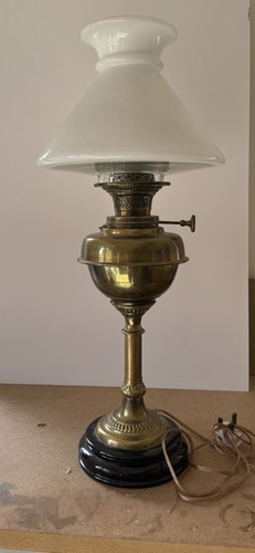 Vintage brass glass oil - glass,