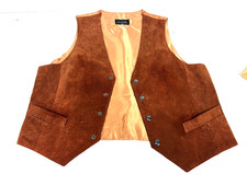Vintage mens Dimonti - London waistcoat Suede 44" chest 21.5" rear drop