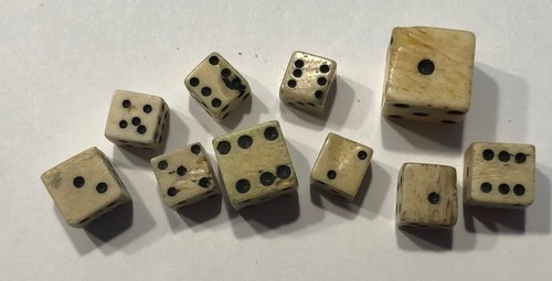 Vintage bone dice - bone, (bovine)