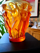 LALIQUE BACCHANTES VASE AMBER