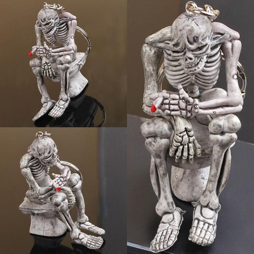 3pcs skull toilet keychain - skull,