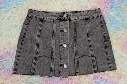 Acid wash denim micro mini - acid,