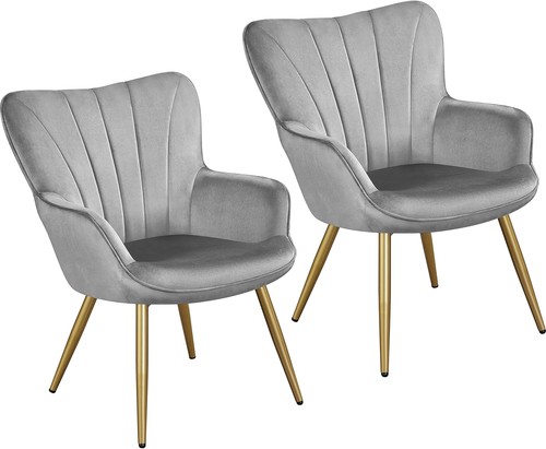 Light grey velvet tub chair - light,