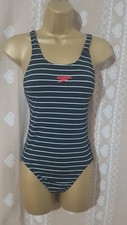 Speedo Endurance Swimsuit  Classic Sexy UK 10 Black and White Striped Rare