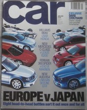 CAR July 2000 featuring Mitsubishi, Nissan Skyline, GTi-R, Audi RS4, Ferrari, VW