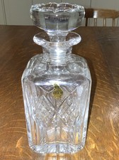 1970’s WebbCorbett Heavy Square HandCut Lead Crystal Whiskey Decanter & Stopper 