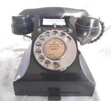 Working vintage old antique black bakelite dial telephone phone 1950s
