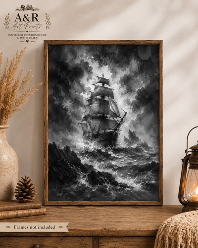 Tall ship stormy sea - sea, a4