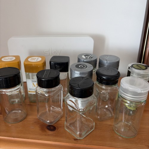 Empty glass spice jars - spice, with