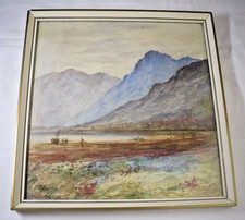 Small Vintage Framed Watercolour Scottish Landscape Signed MW