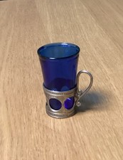 Podstakannik Traditional Russian Tea Blue Glass And Holder
