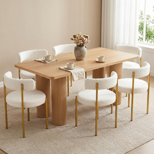 Boucle dining chairs set - of, 6