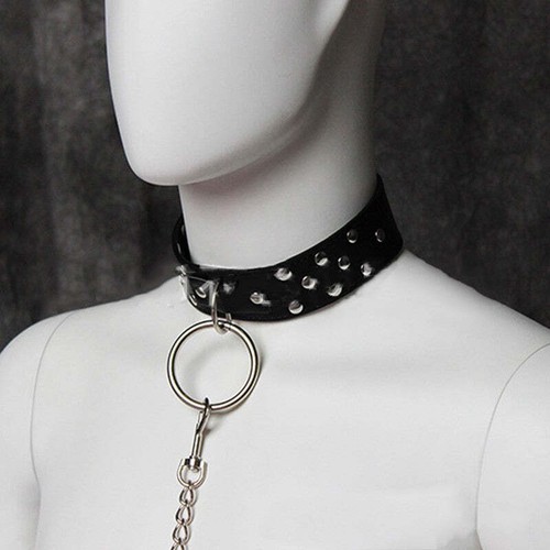 Studded black bondage collar - bondage,