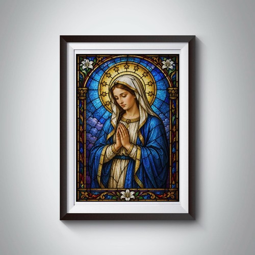 Virgin mary stained glass wall - virgin,