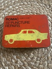 Vintage Romac Cure C-Cure Car Tyre Puncture Repair Kit Advertising Tin