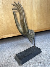 Preowned Large Eye Carching Carved Wooden Buddha Mudra Blessing Hand,Gilt detail