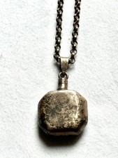 Vintage Silver Pewter Perfume Bottle Pendant  and Silver Coloured Chain