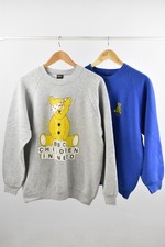 X2 Vintage 90s Children In Need Pudsey Screen Stars Sweatshirts USA Size Large 