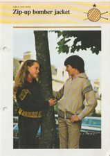 Child's Knitting Pattern (all sizes) Boys & Girl's Zip-Up Bomber Jacket Used Ex 