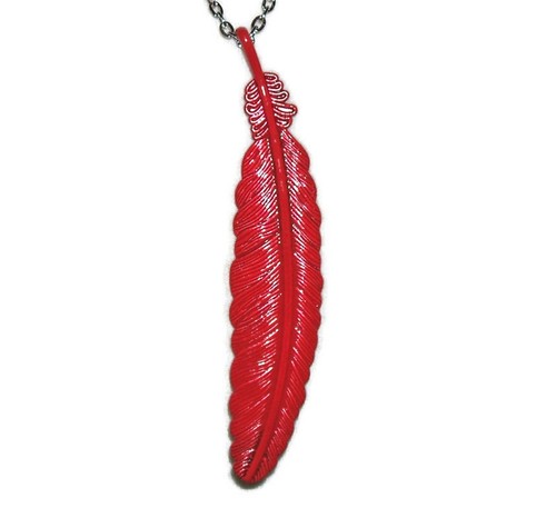 Red feather necklace - red,