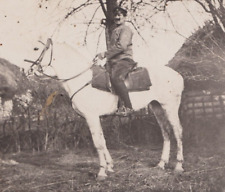 WW1 Real Photo Postcard Soldier Horse Horseback West Yorkshire Reference Back