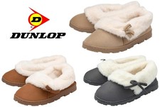 Ladies Womens Dunlop Slippers Cosy Night Shoes Memory Foam Bow Comfort UK NEW