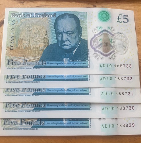 5 consecutive numbered - £5,