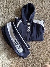 Boys Boss Navy Blue Hoodie And Pants Tracksuit Age 14