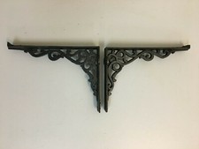 Antique Victorian Pair 9¾" Cast Iron Toilet Cistern Brackets Wall Shelf (QP327)
