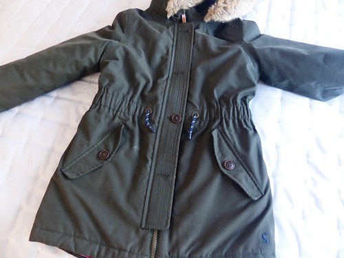 Joules girls khaki green parka - green,