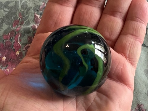 Large blue yellow glass - large, swirl
