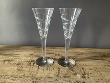 JASPER CONRAN Stuart AURA Crystal PAIR OF CHAMPAGNE FLUTES  Large Glasses
