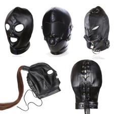 Bondage Headgear Face Mask Head Hood Gimp Full Head Cover Roleplay Restraints SM