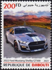 2022 FORD MUSTANG SHELBY GT500 Sports Car Stamp (2023 Djibouti)
