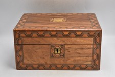 Antique Victorian Walnut Tunbridge Ware Inlaid Jewellery Box 28cm x 20cm x 14cm