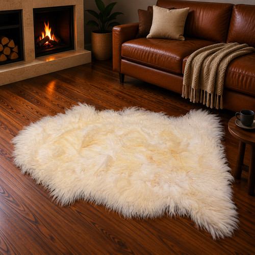 Genuine ivory sheepskin - sheepskin, rug