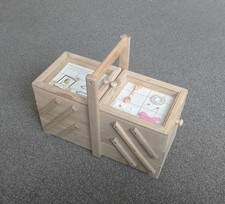 Vintage Style Wooden Cantilever Accordion Sewing Box