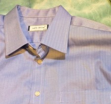 LAINE-TAYLOR Mens Blue Fine Cotton 17.5 Luxury Shirt Double Cuff Formal EX+