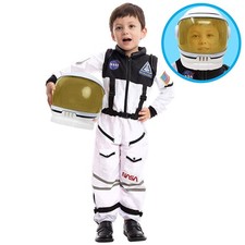 White Astronaut Costume for Toddlers - Space Suit with Helmet, Movable Visor