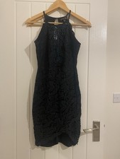 Black Lacey Dress With Blue/Green Shimmer, Body Con, Lipsy x Michelle Keegan UK6
